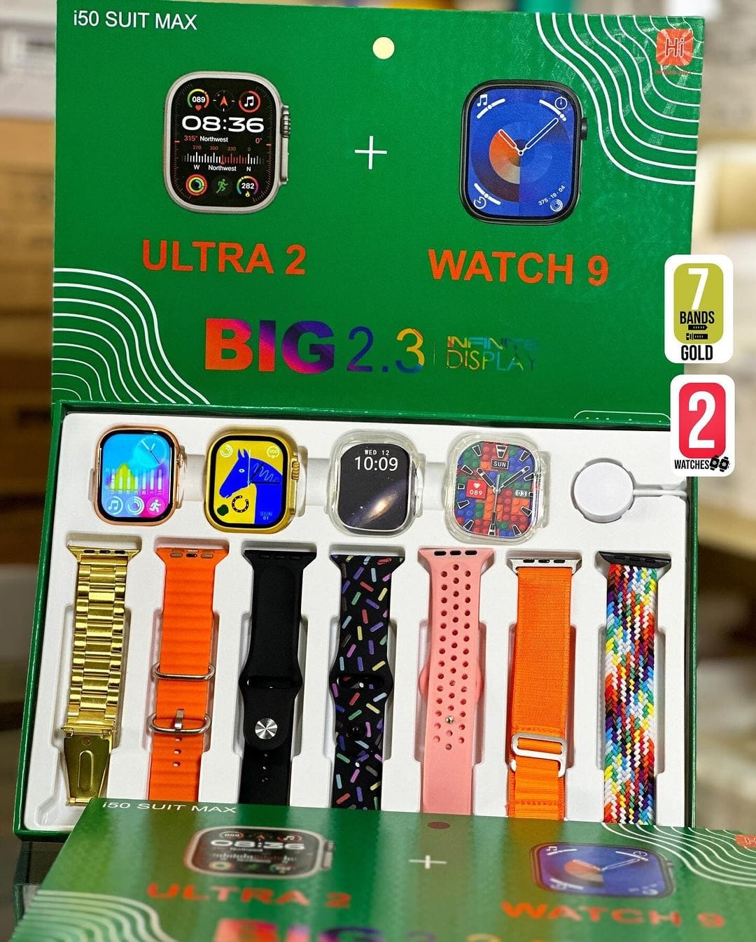 New Combo Deal Model Smart Watch 9 with ultra 2 Bundle – 2 Premium Watches, 7 Straps & 2 Protective Covers