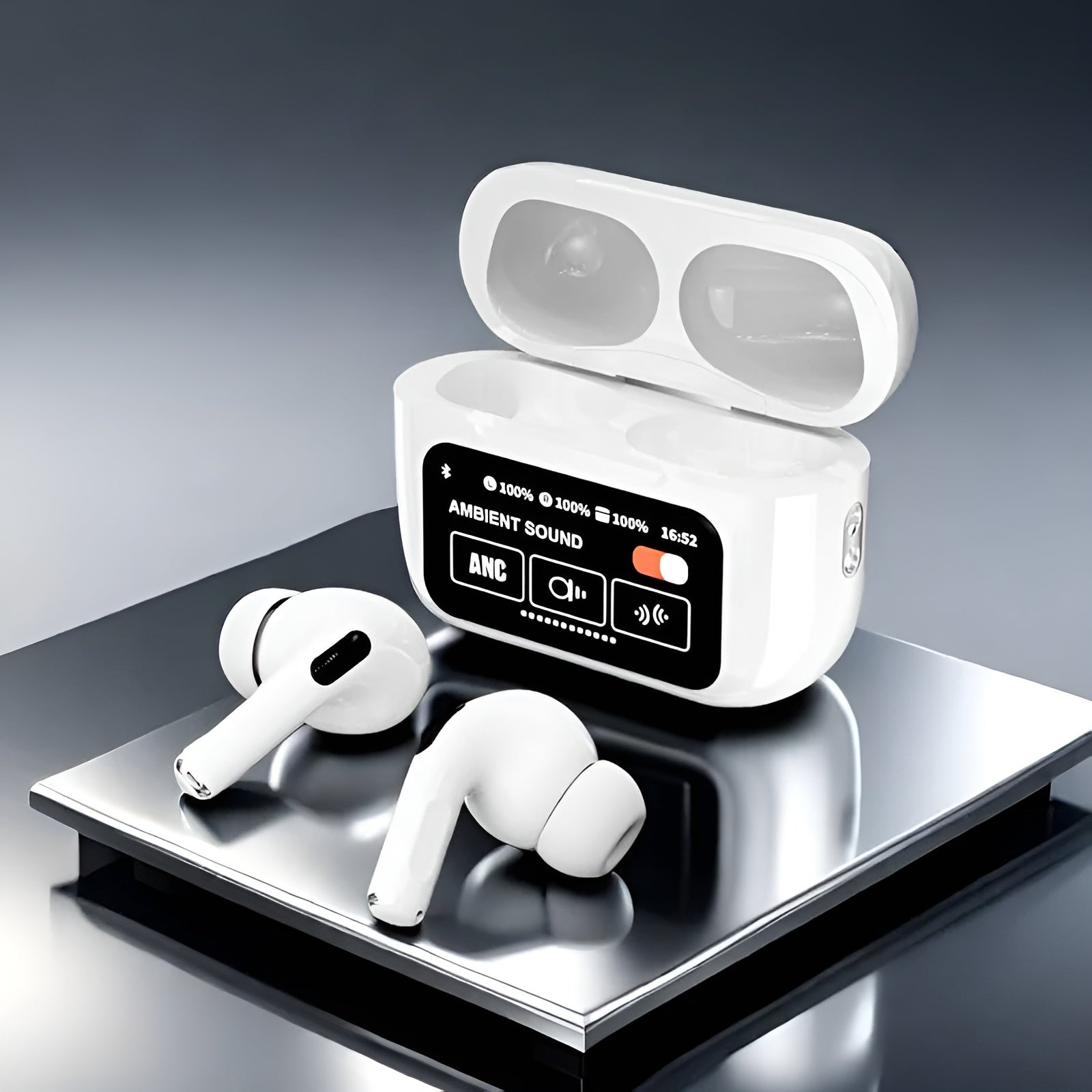 A9 Pro AirPods Pro – Smart LCD Display Wireless Earbuds with Active Noise Cancellation