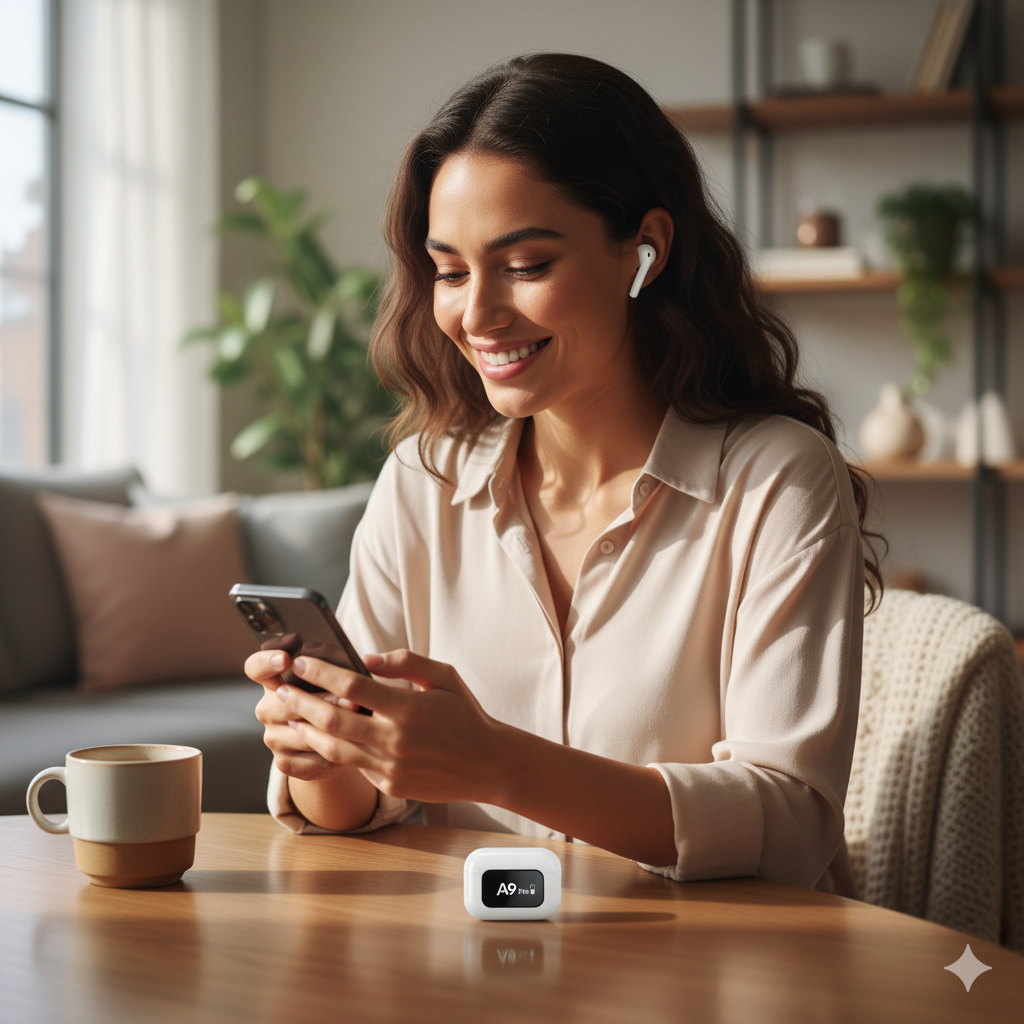 A9 Pro AirPods Pro – Smart LCD Display Wireless Earbuds with Active Noise Cancellation